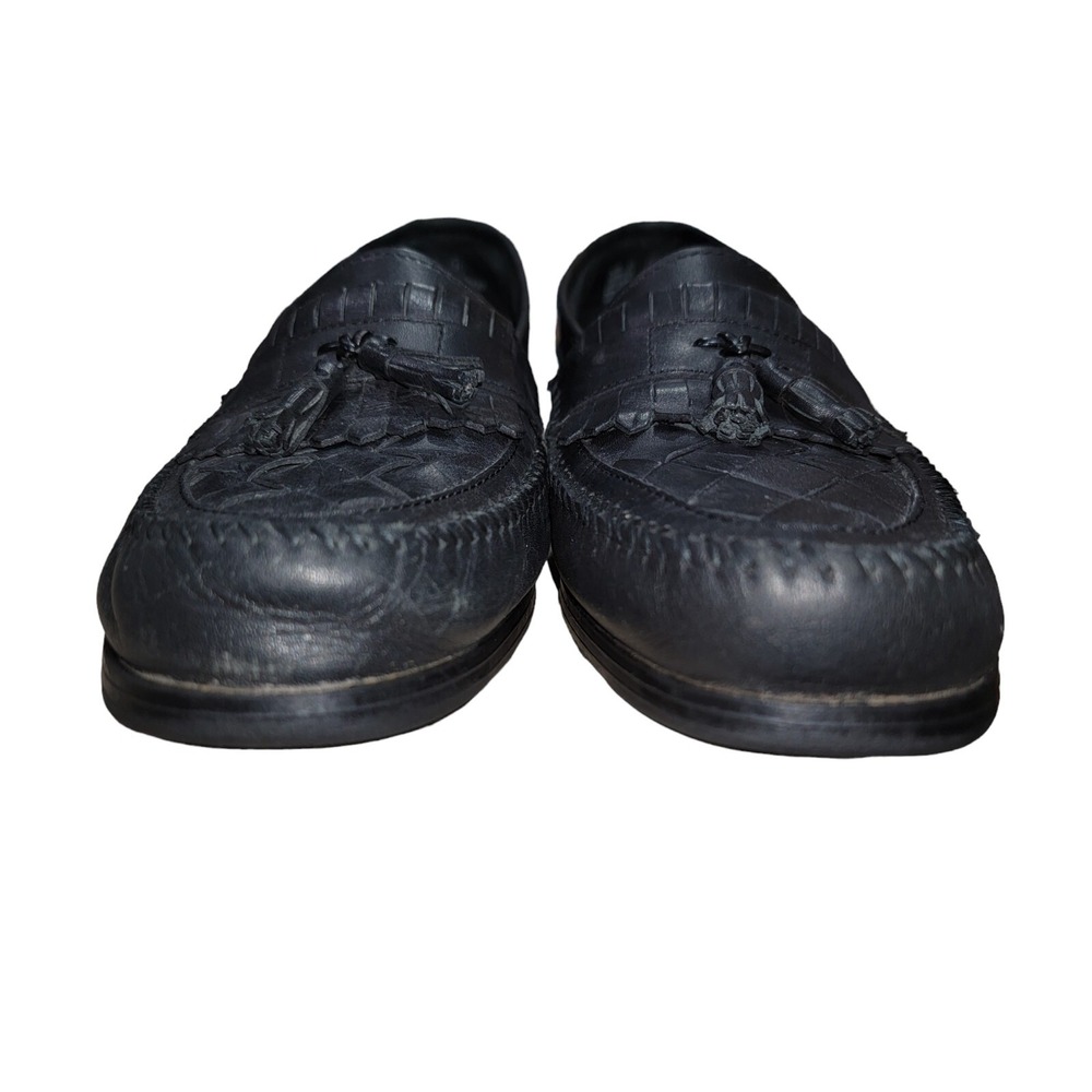 Earth Alan II Mens Black Leather Dress Tassel Loafer Weave Slip On Shoes Sz 11 - Picture 8 of 11